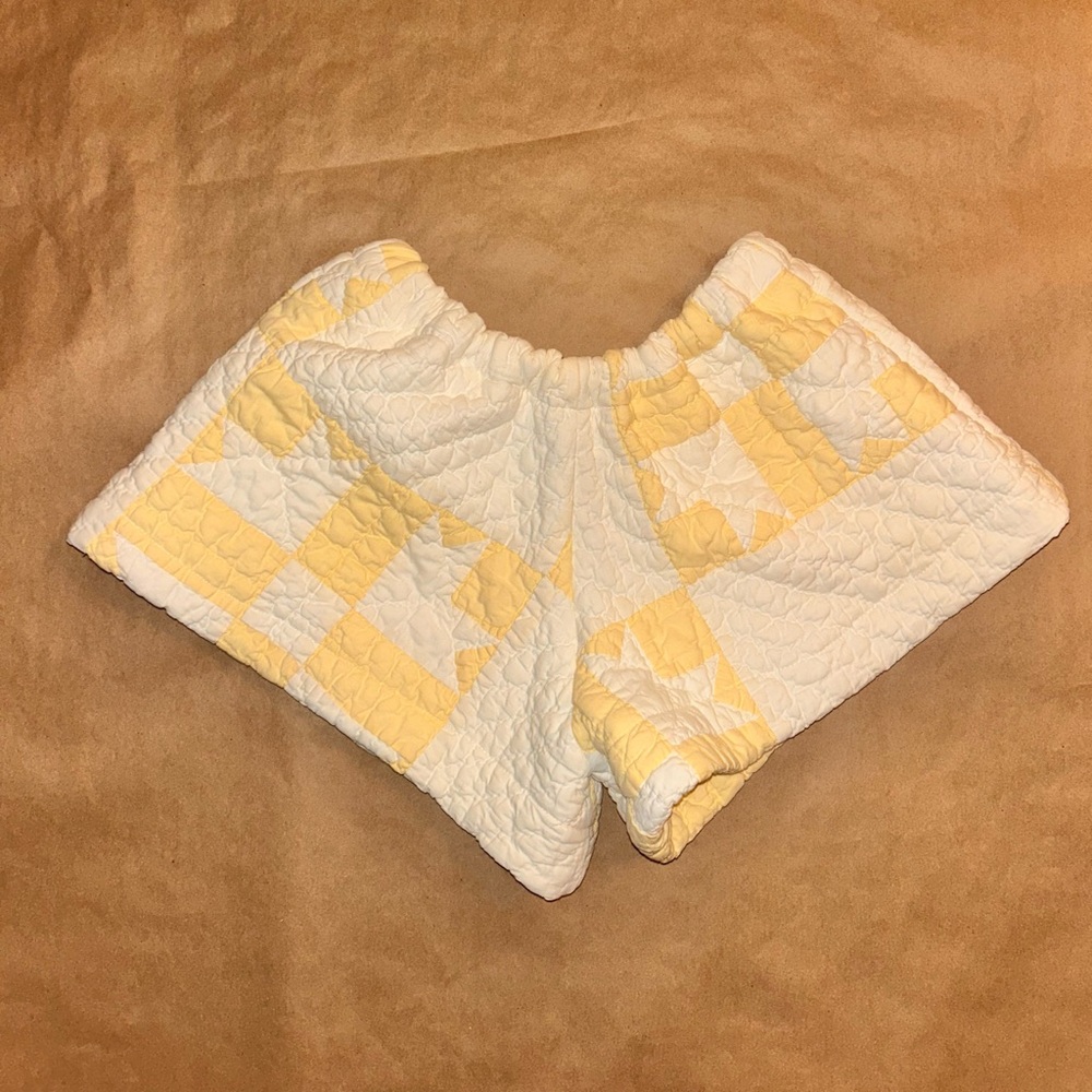 Quilted Patchwork Yellow & White Women's Lounge Shorts